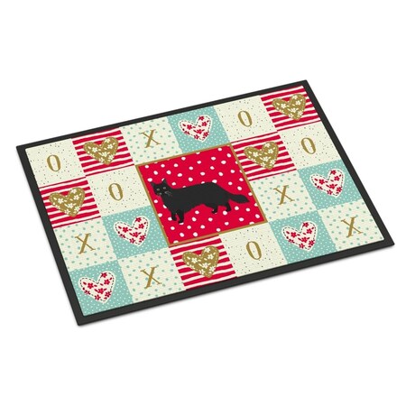 Carolines Treasures 18 x 27 in. Black Chantilly Tiffany Cat Love Indoor or Outdoor Mat CK5575MAT